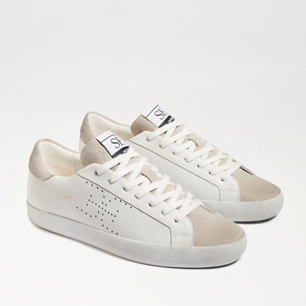 Sam Edelman Aubrie White and Light gray Leather Sneakers Size 7.5